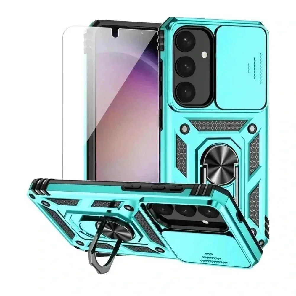 M MAIKEZI Ring Stand Case For Samsung Galaxy S24 Screen Protector Camera Cover